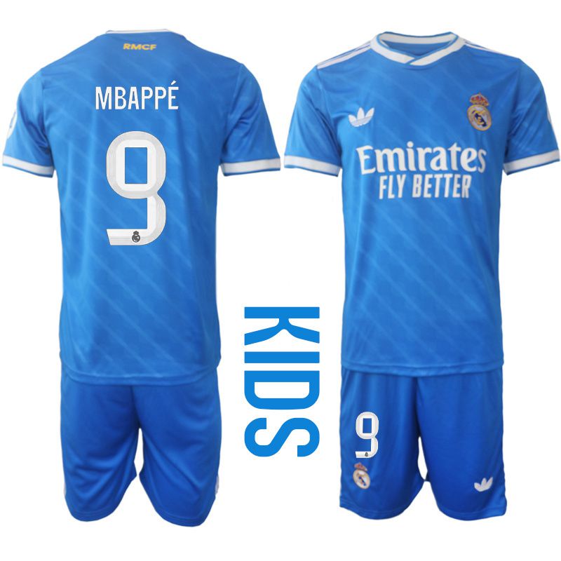 Youth 2025-2026 Club Real Madrid away blue #9 Soccer Jersey
